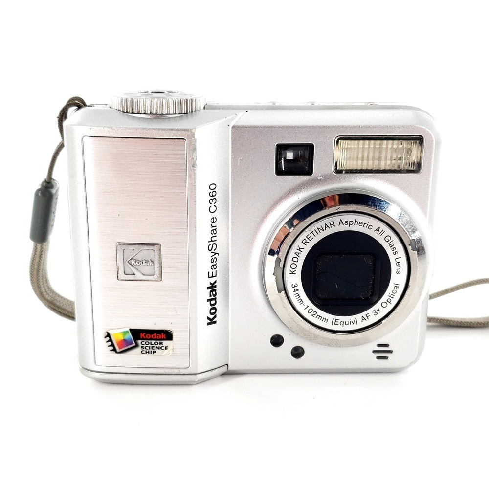 Kodak EasyShare C360 5.0MP Digital Camera Silver Broken Battery Cover Tested